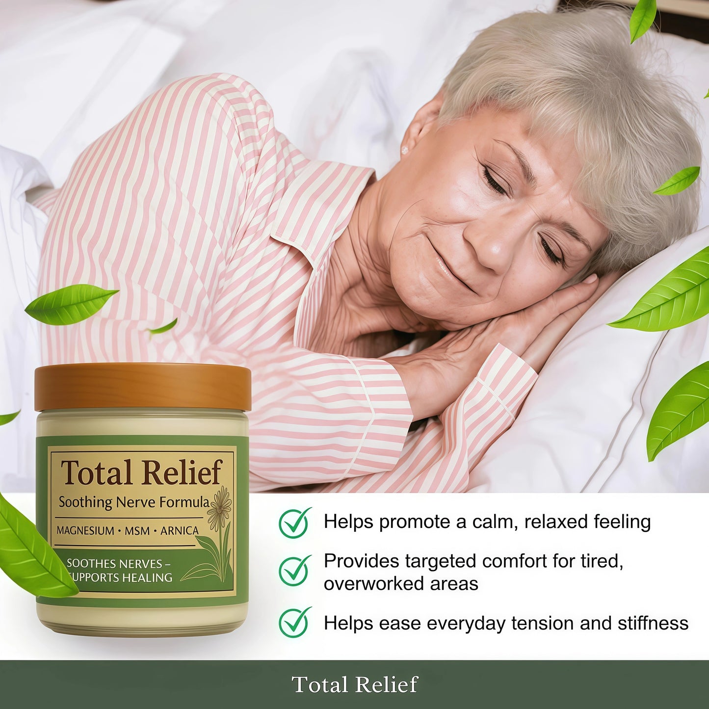 Total Relief - Magnesium Cream - Topical Lotion for Muscles, Joints & Legs - Magnesium Chloride with MSM, Arnica & B6 - Lightweight & Fast-Absorbing